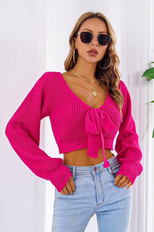 Slay Lux Tied Up Cropped Sweater - Slay Trendz Fashion Boutique
